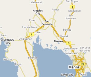 Location of Angeles City in Pampanga